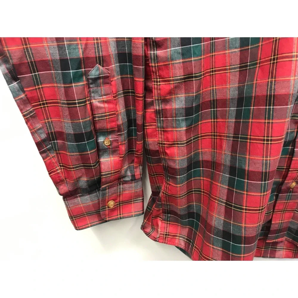 Allen Edmonds Shirt Mens XXL Red Plaid Button Down Wrinkle Free Long Sleeve